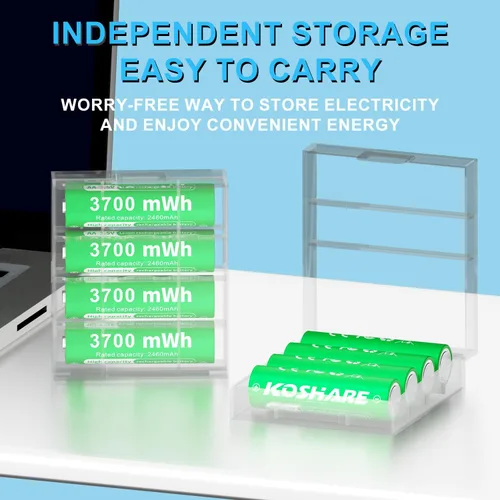 Miniatura 6 de Batería recargable AA de litio con 2 cajas de plástico, paquete de 8 baterías AA de 1.5 V 3700 mWh, batería de iones de litio doble A a prueba