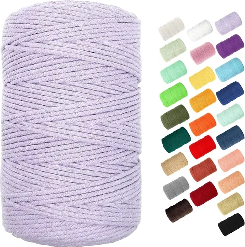 Miniatura 12 de Cuerda de algodón de 0.118 in, cuerda de 220 yardas, cuerda de macramé de algodón 100% natural para colgar plantas, colgar en la pared, decoración