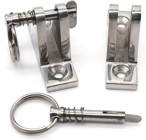 Miniatura 5 de Paquete de 4 bisagras de cubierta superior Bimini con pasador y anillo, acero inoxidable 316, tornillos de instalación gratuitos