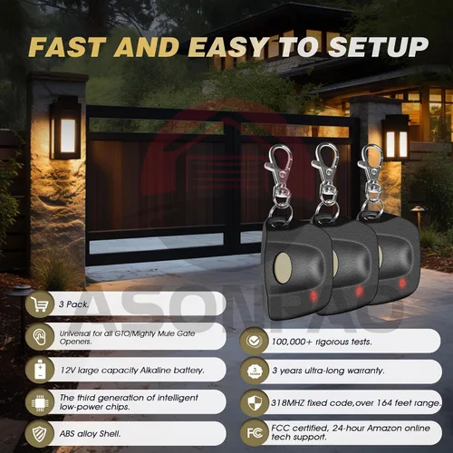 Miniatura 3 de ASONPAO 3 para Mighty Mule GTO Gate Opener Remote FM135 MMT103 RB741