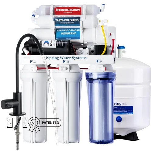 Miniatura 11 de Sistema de filtrado de agua potable con bomba aumentadora de presión iSpring rcc7p 5 estaciones, máximo rendimiento por ósmosis inversa. Níquel