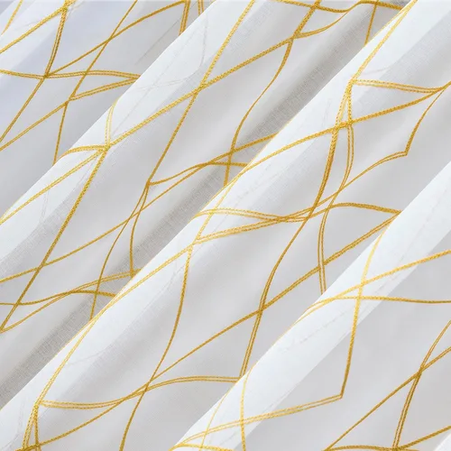 Miniatura 3 de No. 918 Petra Geometric Embroidery Semi-Sheer Rod Pocket Curtain Panel, Gray, 50" W x 96" L (1 Panel)