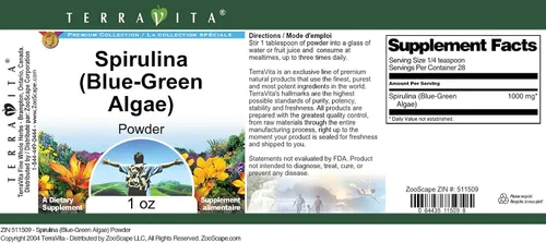 Miniatura 3 de Spirulina (Algas Azul-Verde) Polvo (1 oz, ZIN: 511509)