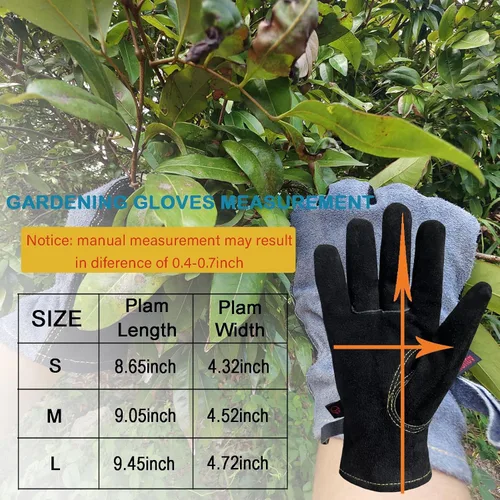 Miniatura 5 de Guantes de cuero para jardinería para hombres, guantes de trabajo para soldadura, construcción, motosierra, granja, rancho, trabajo en el patio