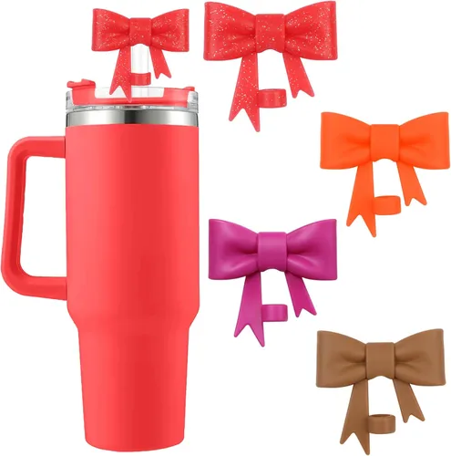 Miniatura 41 de 6 piezas de cubiertas de pajita de silicona para vasos Stanley de 40/30 oz 10 mm (0.4 pulg) cubiertas de pajita a prueba de polvo con diseño