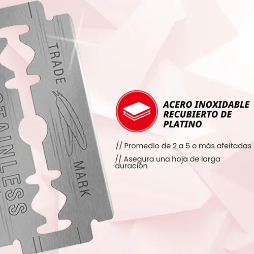 Miniatura 4 de Feather Cuchillas de afeitar de seguridad de doble filo, (50 unidades) - Cuchillas de afeitar de acero inoxidable Hi-Stainless con revestimiento