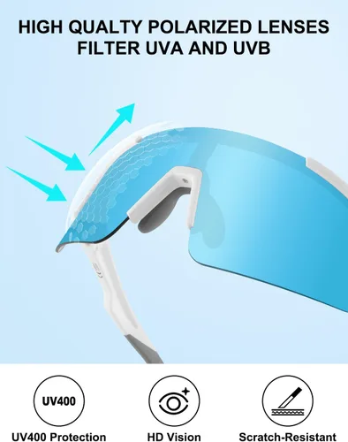 Miniatura 5 de BangLong Gafas de sol de ciclismo para hombres y mujeres, gafas de sol deportivas con 2 lentes intercambiables para correr, béisbol, pesca
