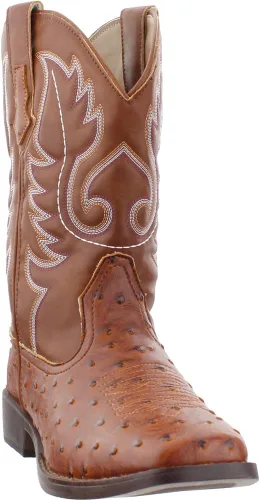Miniatura 2 de ROPER Hombres Bumps Avestruz Punta cuadrada Botas Casual Mid Calf - Marrón, Blanco