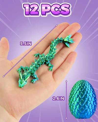 Miniatura 2 de Paquete de 12 huevos de dragón impresos en 3D, rellenos de cesta de Pascua para niños y adolescentes, juguetes únicos de Pascua y regalos para 12