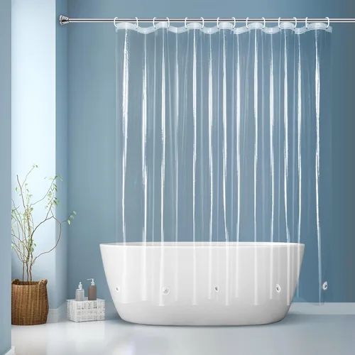 Miniatura 16 de Cortina de baño EurCross con 3 imanes, forro transparente de PEVA 9G, cortina de medio baño 36x72 para ducha