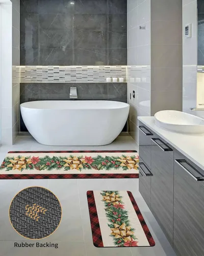 Miniatura 5 de Tapete de baño de pino de Navidad para bañera, antideslizante, de secado rápido y absorbente, de tierra de diatomeas, tapete de cocina, tapete