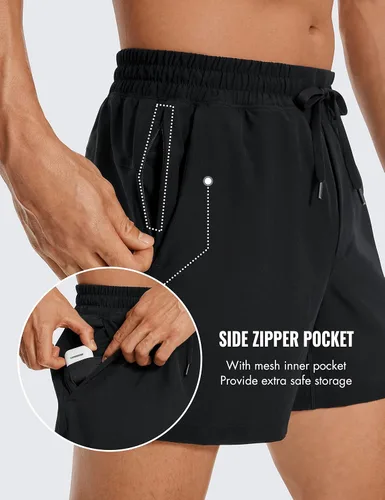Miniatura 4 de CRZ YOGA Pantalones cortos de entrenamiento sin forro para hombre de 5 pulgadas, ligeros, de secado rápido, para correr, deportes, atletismo