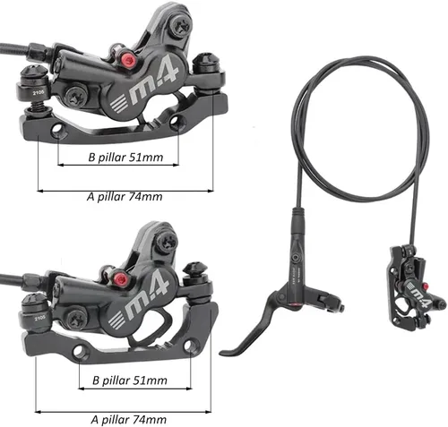 Miniatura 7 de JFOYH Juego de frenos hidráulicos MTB de 4 pistones con rotores de disco flotante de 6.299 in, kit de freno de disco hidráulico delantero y trasero