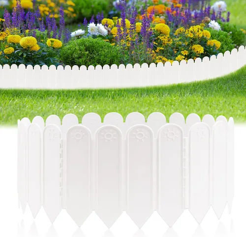 Miniatura 8 de EEOCWF 10 bordes de jardín marrones, bordes de plástico de 8.66 pulgadas de alto, vallas de jardín decorativas entrelazadas de 7.2 pies, borde