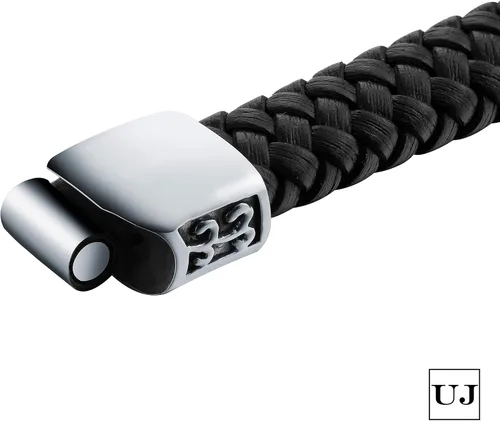 Miniatura 5 de Urban Jewelry Increíble pulsera de eslabones de acero inoxidable para hombre, color plateado y negro, 9 pulgadas, con opción de collar de 21