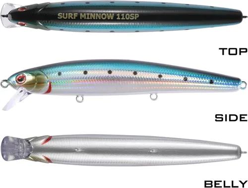 Miniatura 4 de LITTMA Señuelos de pesca de surf de California Señuelos de pesca de agua salada Jerkbait Crankbait Surf Minnow 110 - Sardina metálica Super Glow