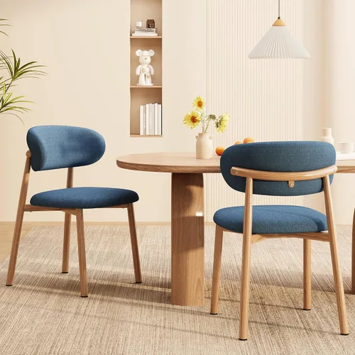 Miniatura 12 de Juego de 2 sillas de comedor para cocina, tapizadas, modernas, de cuero, original/beige
