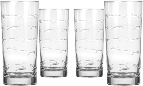 Miniatura 15 de Rolf Glass School of Fish - Copas de vino blanco de 12 onzas, juego de 4 copas de vino sin plomo, copas de vino grabadas con rueda de diamante, 12oz