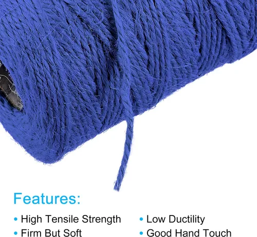 Miniatura 3 de MECCANIXITY Cordel de jardín de 328 pies, cuerda de yute artesanal de 0.079 pulgadas para obras de arte, manualidades, envoltura de regalos, azul