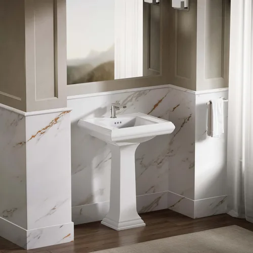 Miniatura 4 de KOHLER K-2267-0 Memoirs - Pedestal para lavabo de baño, pedestal de fregadero de arcilla refractaria, pedestal para lavabo de baño, solo menos Blanco