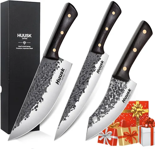 Miniatura 11 de Huusk Cuchillo de chef serbio mejorado, cuchillo de carnicero forjado con funda, cuchillo de carne japonés para cortar carne, cuchillos de corte