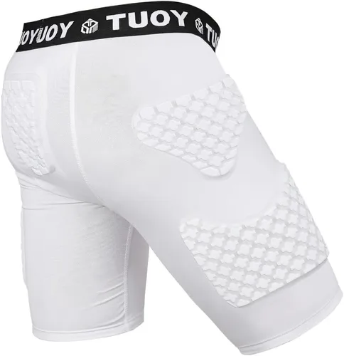 Miniatura 10 de Faja de fútbol juvenil acolchada de compresión corta con almohadillas, pantalones protectores de cadera para niños, para snowboard, béisbol Negro