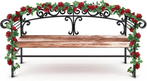 Miniatura 3 de Syhood Guirnalda de rosas artificiales, enredaderas y hojas, pancartas colgantes, guirnalda floral falsa para ceremonia de arco de boda, hogar, Rojo