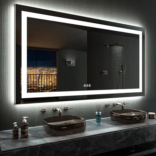 Miniatura 9 de LOAAO Espejo de Baño LED de 40"X32" con Luces, Antivaho, Regulable, Retroiluminación RGB + Iluminación Frontal, Espejo de Tocador de Baño