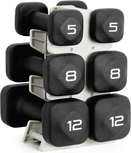 Miniatura 45 de Tone Fitness Juego de mancuernas de neopreno con estante de almacenamiento – Pesos de mano antideslizantes y antideslizamiento para entrenamientos