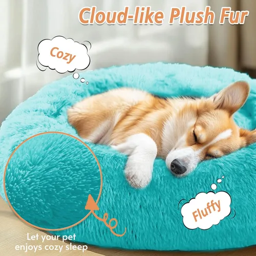 Miniatura 2 de JOLLYVOGUE Cama Calmante para Perros Pequeños - Cama para Perros Pequeños en Forma de Dona Lavable de 23 Pulgadas para Gatitos y Cachorros, Camas