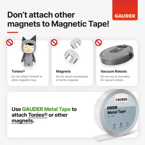 Miniatura 7 de GAUDER Cinta magnética fuerte autoadhesiva (3.3 pies de largo x 0.5 pulgadas de ancho) Tiras magnéticas con respaldo adhesivo Rollo magnético