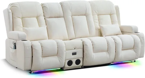 Miniatura 24 de TUNYI Sofá Reclinable Eléctrico Loveseat con Masaje y Calor, Asientos de Cine en Casa con Consola, Sofá Reclinable RV Loveseat con USB/Toma