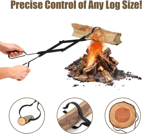 Miniatura 4 de AMAGABELI GARDEN & HOME Atizador de Hoguera de 32 Pulgadas de Largo y Tenazas para Chimenea de 26 Pulgadas, Juego de Herramientas Agarrador de Juego