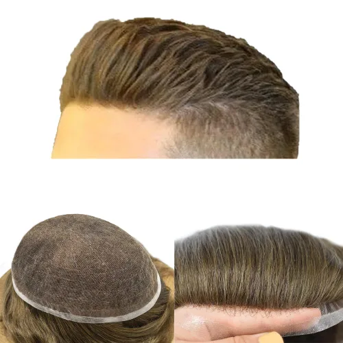 Miniatura 43 de Tupé para hombres cabello humano real sistema de cabello para hombre encaje francés completo 100% cabello humano postizos para hombres pieza de pelo