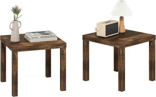 Miniatura 7 de Furinno Classic Homey - Mesa auxiliar cuadrada Parsons (2 unidades), color blanco