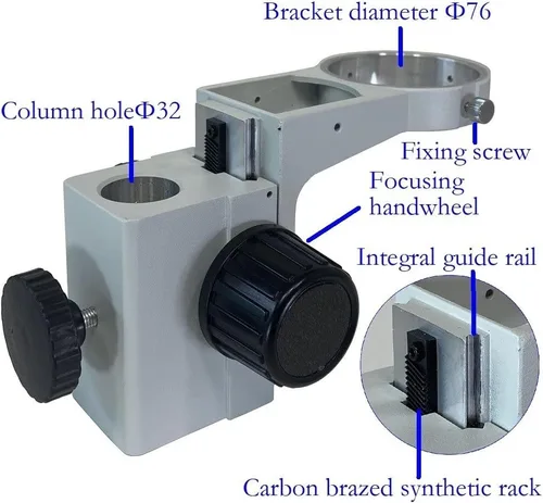 Miniatura 2 de Kit de microscopio negro de 2.992 in para microscopio estéreo de 1.260 in para microscopio binocular Trinocular Soporte de elevación de microscopio