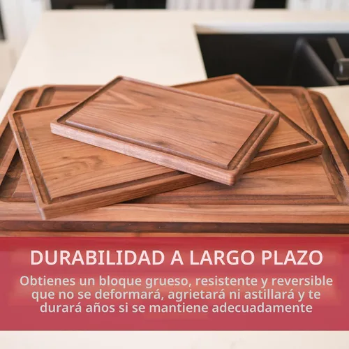 Miniatura 9 de Tabla de cortar de madera de nogal negro hecha en EE.UU. por Virginia Boys Kitchens - Tabla de cortar de madera de bloque de carnicero con ranura