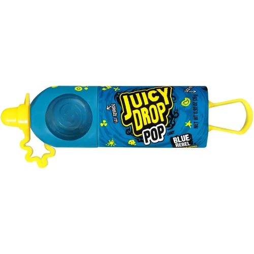 Miniatura 6 de Juicy Drop Paletas de caramelo ácido, 9 unidades de paletas dulces con gel agrio en varios sabores afrutados, tamaño completo, paquete variado