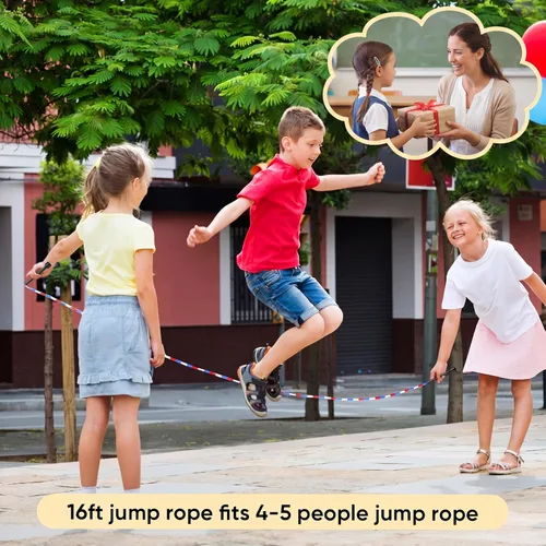 Miniatura 5 de Zubebe Cuerdas de salto holandesas dobles de 16 pies a granel, cuerdas de cuentas coloridas para niños y adultos, fitness, educación física
