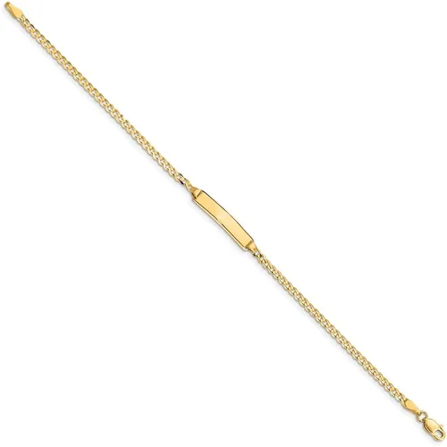 Miniatura 2 de Pulsera de identificación de eslabones cubanos de oro amarillo macizo de 14 quilates, etiqueta de identificación grabable, con cierre seguro