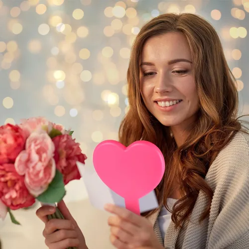 Miniatura 5 de Yalikop 3 piezas de espejo de corazón de mano, lindos espejos de plástico para maquillaje de viaje, con asa, regalos rosados para mujeres, regalos