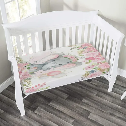 Miniatura 2 de Sábana decorativa para cuna, sábana bajera ajustable de microfibra para cuna para bebés y niños pequeños, 28 x 52 x 8 pulgadas, juego de sábanas