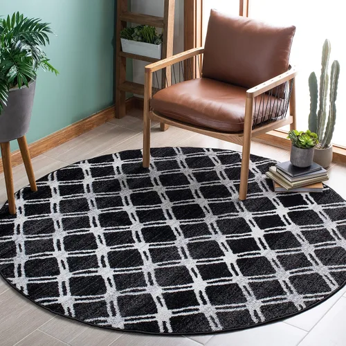 Miniatura 16 de SAFAVIEH Adirondack Collection - Alfombra decorativa, 2 pies 6 pulgadas x 4 pies, color plateado y carbón, diseño moderno de enrejado, no desprende