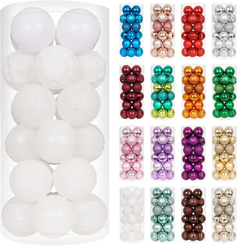 Miniatura 16 de XmasExp - Juego de 24 adornos de bola de Navidad mini irrompibles, adornos para árbol de Navidad, bolas de árbol de Navidad de 30 mm/1.18 pulgadas