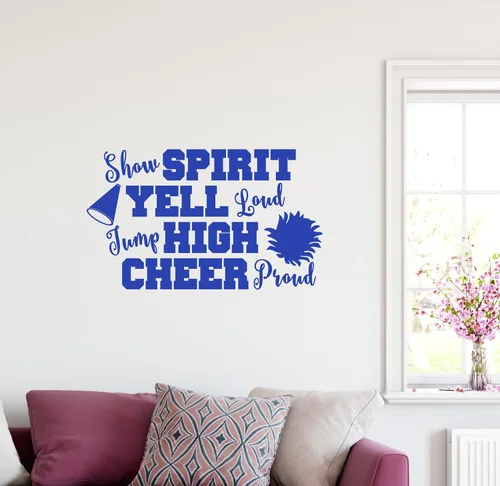 Miniatura 11 de 38"x24" Show Espíritu Yell Loud Jump alta Cheer orgullosos pompones animadora del megáfono calcomanía decorativo para pared arte mural decoración