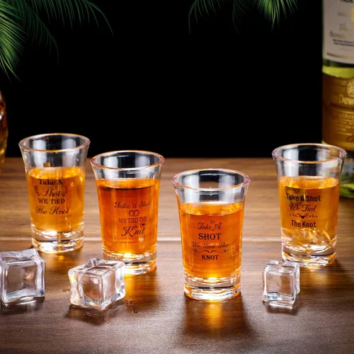 Miniatura 4 de Cunhill Paquete de 36 vasos Take a Shot We Tied the Knot Shot, juego de recuerdos de boda de 1.2 onzas, recuerdo de boda, acrílico divertido