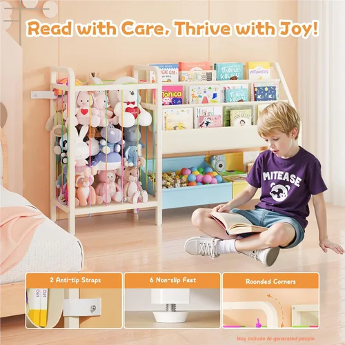 Miniatura 5 de B5 - Estantería infantil y almacenamiento de juguetes, estante para libros para habitaciones de niños, estantes para libros para niños pequeños