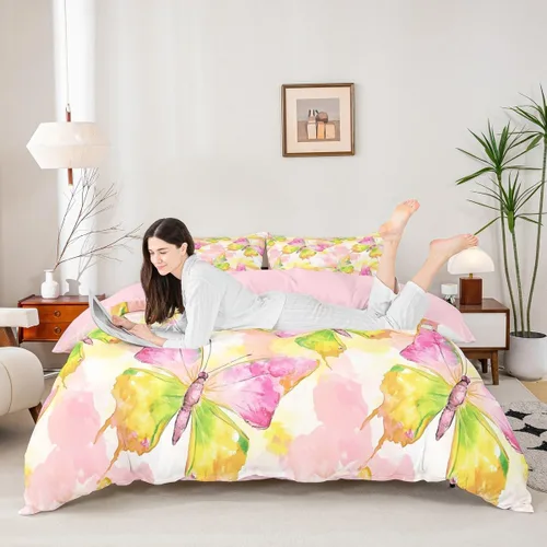 Miniatura 20 de Castle Fairy Juego de funda de edredón con diseño floral de margaritas, tamaño individual, juego de ropa de cama de flores silvestres de dibujos