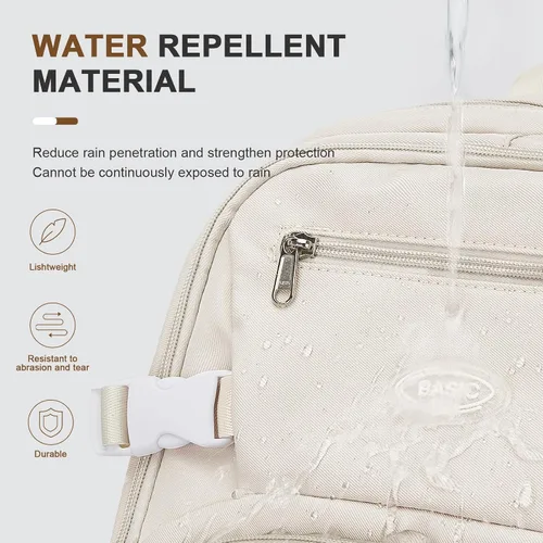 Miniatura 5 de weradar Bonita mochila, mochila casual simple con muchos bolsillos, mochila estética para mujeres y hombres (beige)