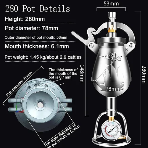 Miniatura 7 de Máquina para hacer palomitas de maíz de acero inoxidable 304, máquina de palomitas de maíz, contador de presión de palomitas de maíz de aire